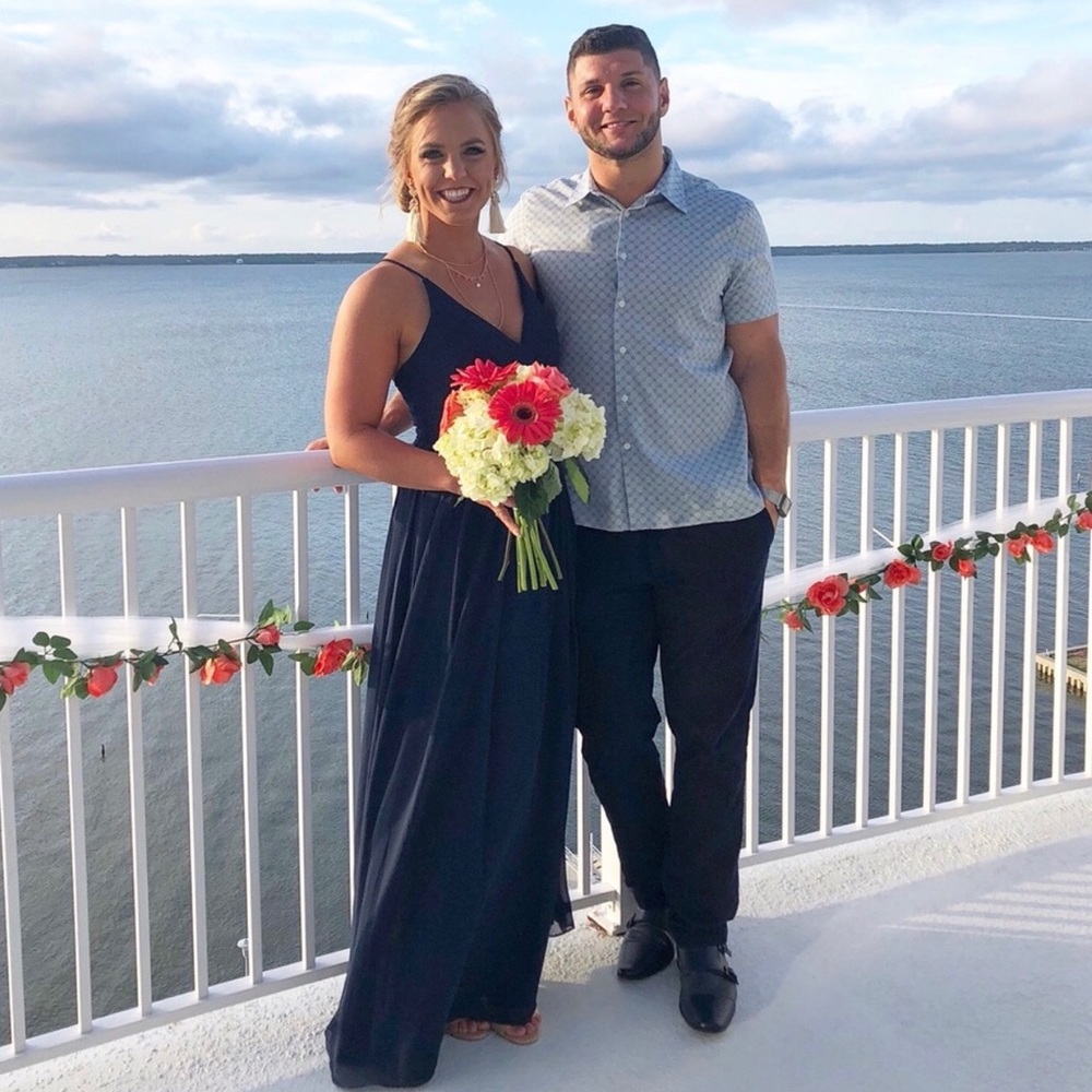 Navy Bridesmaid Dress / Bill Levkoff